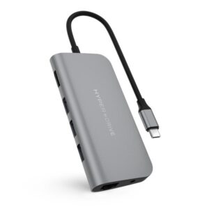 Cáp chuyển HyperDrive 9 in 1 Type-C to HDMI/LAN/USB-C/USB 3.0/SD/TF/jack 3.5mm (HD30F)