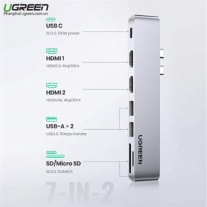 Cáp chuyển Ugreen từ USB-C 7 in 2 (80548)