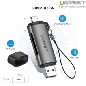Đầu đọc thẻ SD, TF cổng Type-C, USB 3.0 Ugreen (50706)